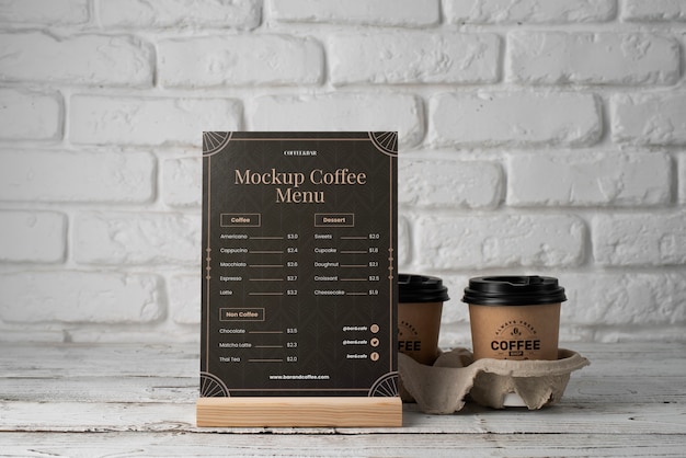 Design del mockup del menu del caffè