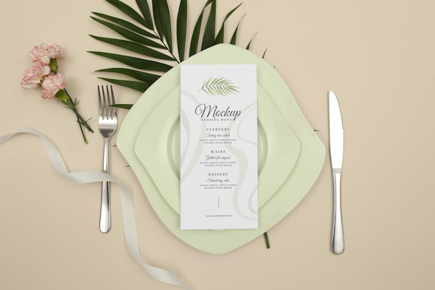 Design del mockup del menu di nozze