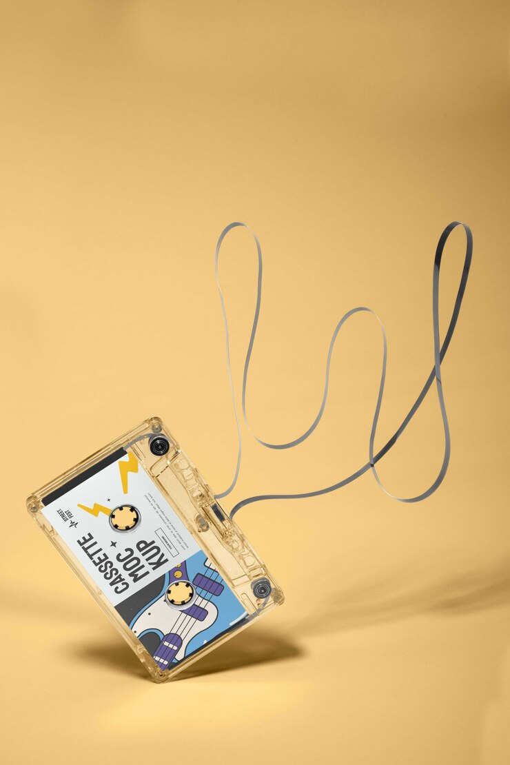 PSD design del mockup del nastro a cassetta