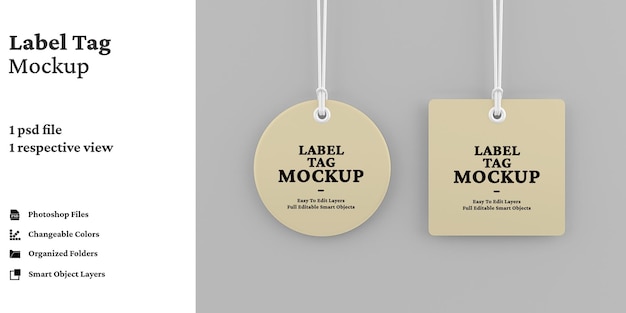 design del mockup del tag dell'etichetta