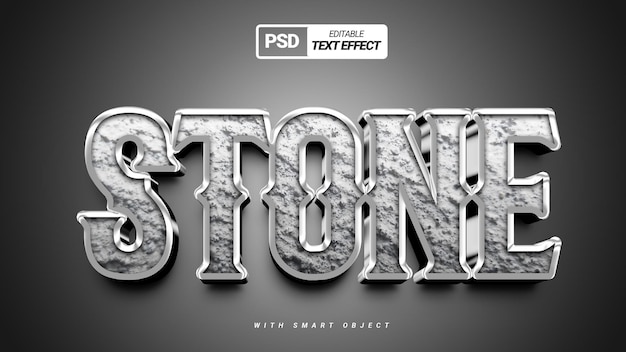 Design del modello con effetto testo 3d con texture realistica in pietra argentata