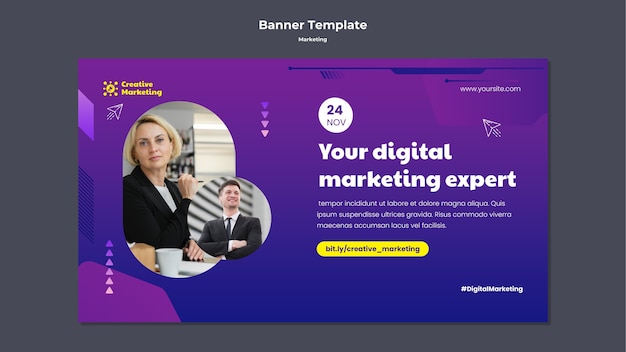 Design del modello di banner di marketing sfumato