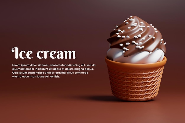 Design del modello di banner per gelato o design del modello di pagina di destinazione del gelato
