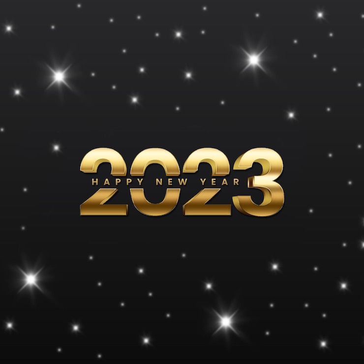 PSD design del modello di banner per social media di lusso in oro nero 2023 per il nuovo anno, post di instagram per il nuovo anno