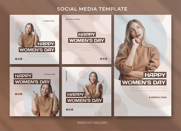 Design del modello di bundle del pacchetto di social media per la giornata internazionale della donna