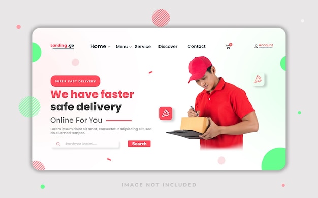 Design del modello di pagina di destinazione Web moderno per la consegna di cibo online