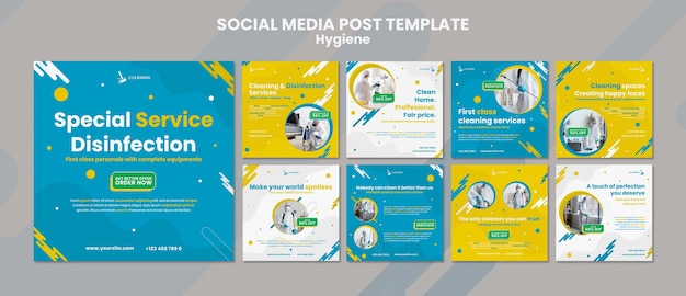 Design del modello di post sui social media per l'igiene