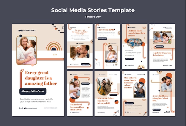 Design del modello di storie di instagram per la festa del papà