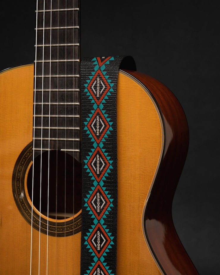 PSD design del modello di tracolla per chitarra