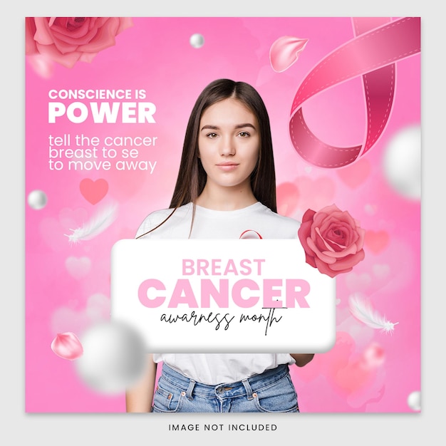 Design del post Instagram sui social media per il cancro al seno