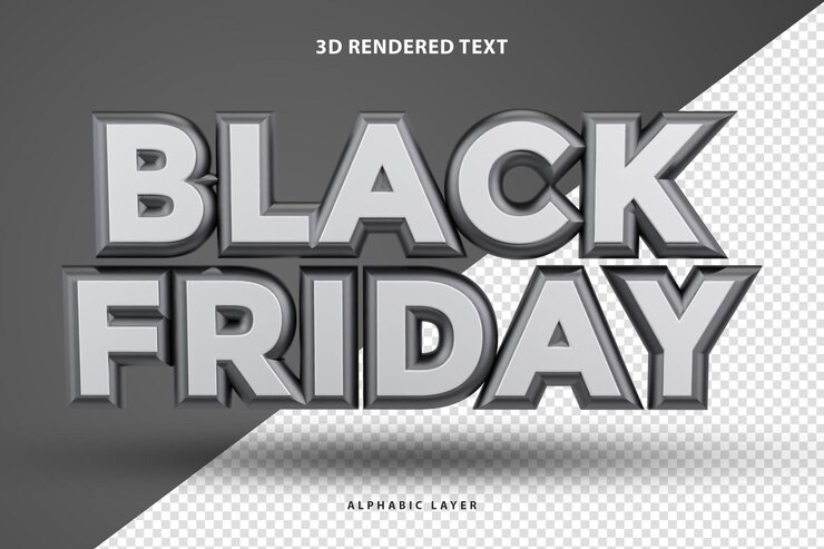 Design del testo con rendering 3D del Black Friday