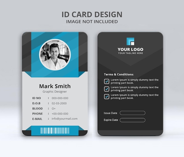 Design della carta d'identità con foto dei dipendenti dell'azienda