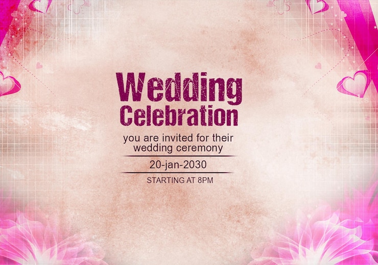 PSD design della carta di invito per la celebrazione del matrimonio