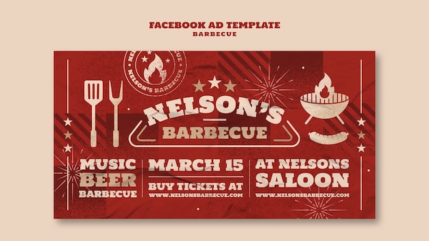 PSD design der bbq-facebook-anzeigenvorlage