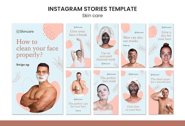 PSD design der insta-story-vorlage für die hautpflege