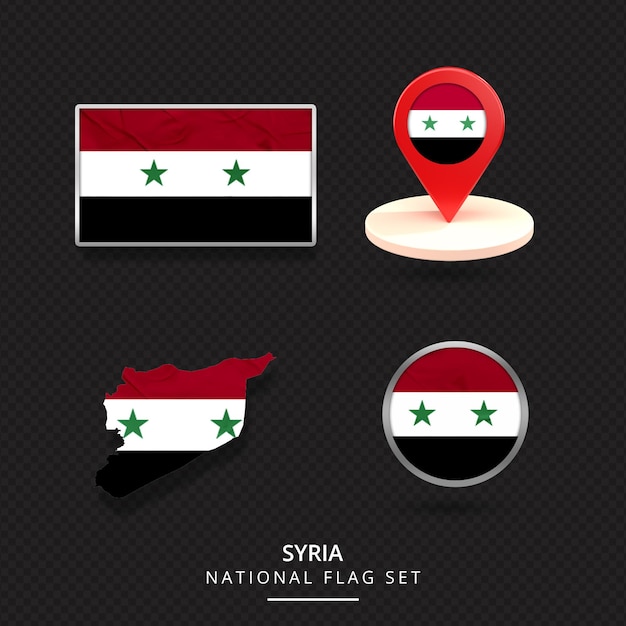 PSD design der lageelemente der karte der syrischen nationalflagge