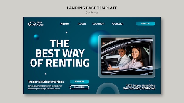 PSD design der landingpage-vorlage für mietwagen