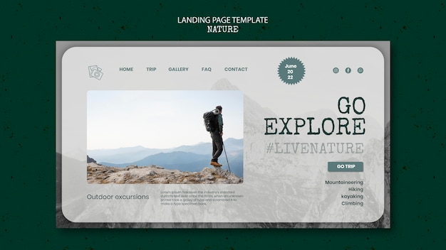 Design der Landingpage-Vorlage für Natur