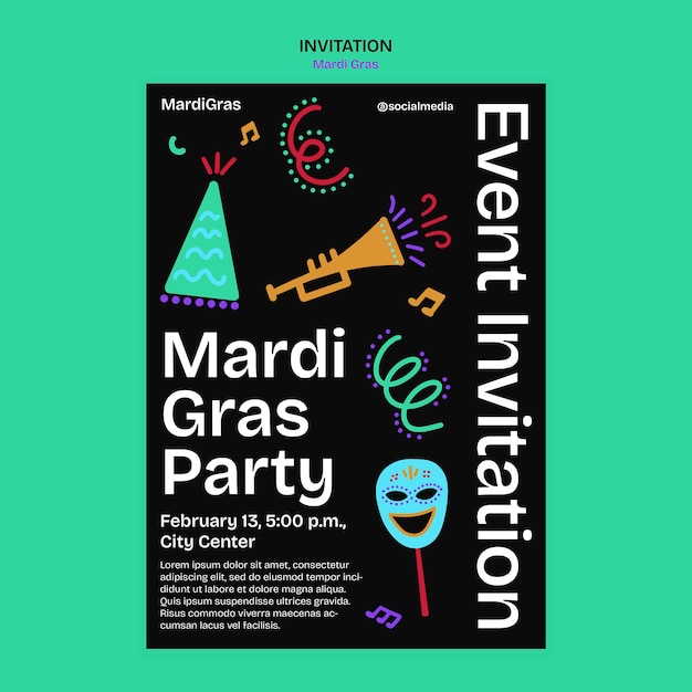 PSD design der mardi gras-vorlage