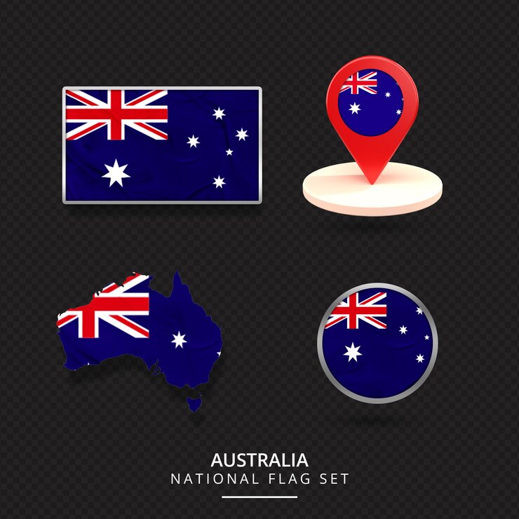 PSD design der standortelemente der karte der australischen nationalflagge