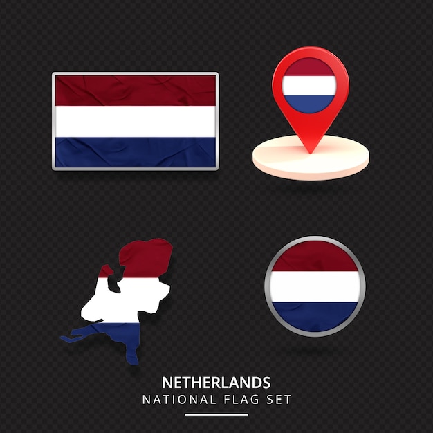 Design der Standortelemente der Karte der niederländischen Nationalflagge