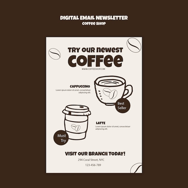 Design der Vorlage für ein Café