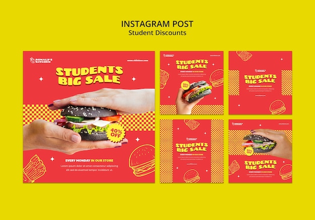 Design der Vorlage für Studentenrabatte