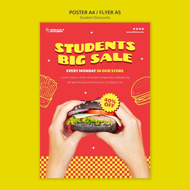 Design der Vorlage für Studentenrabatte