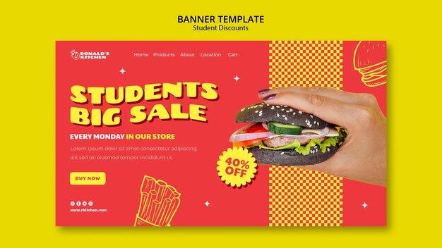 Design der Vorlage für Studentenrabatte