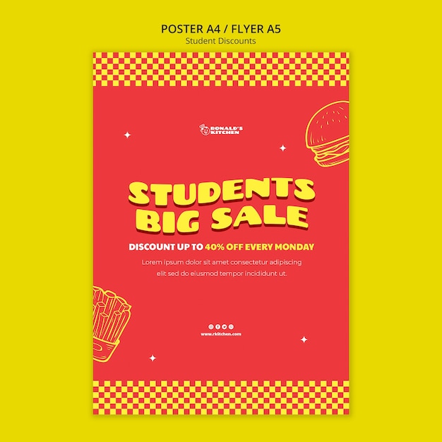 Design der Vorlage für Studentenrabatte