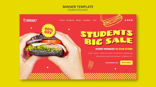 Design der Vorlage für Studentenrabatte