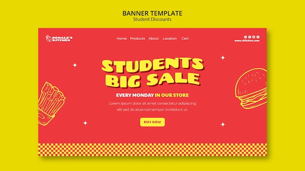 Design der Vorlage für Studentenrabatte