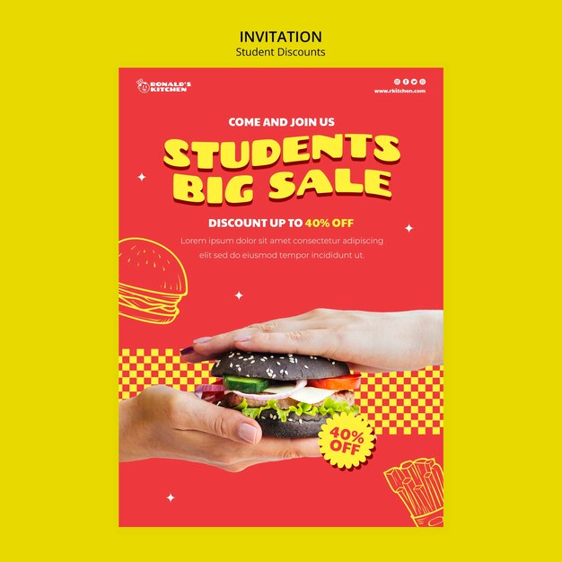 Design der Vorlage für Studentenrabatte