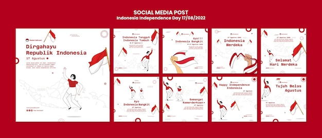 Design der Vorlage zum Tag der Unabhängigkeit Indonesiens