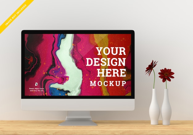 Design des desktop-geräte-mockups. vorlage psd.