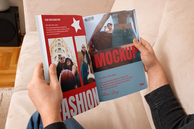 Design des magazin-mockups für das halten