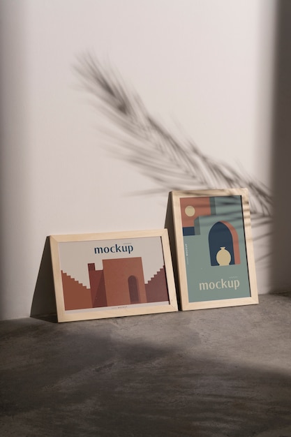 Design di mockup con cornice di scena calda