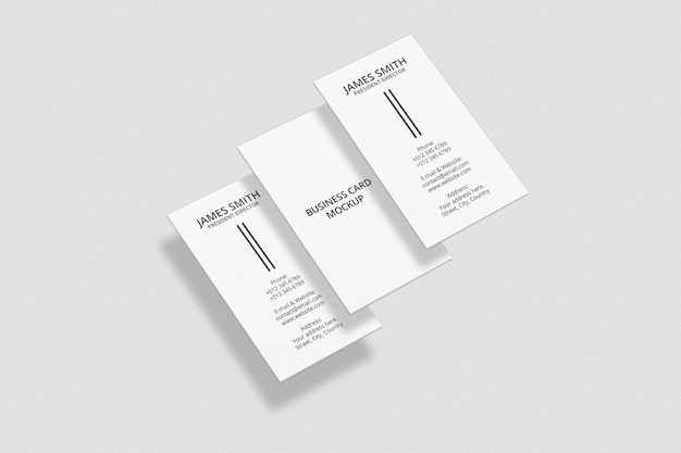 Design di mockup di biglietti da visita galleggianti