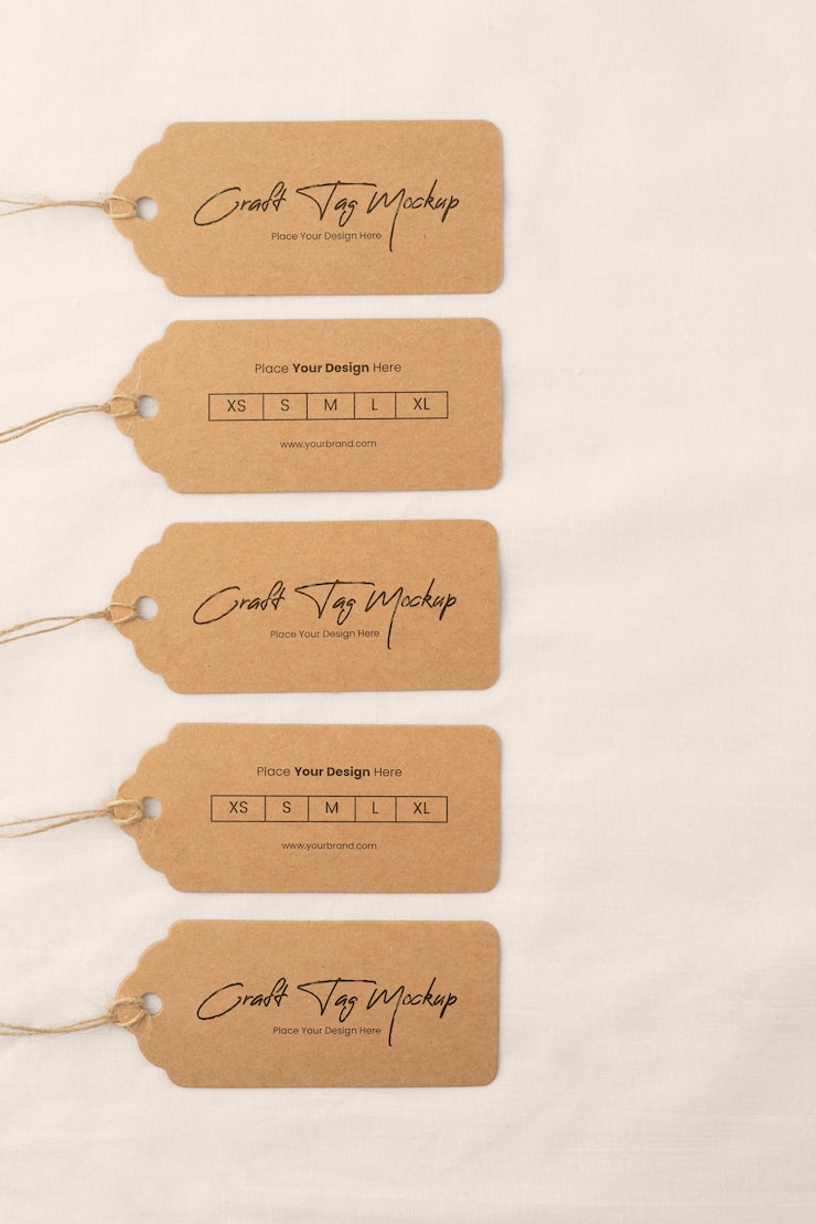 PSD design di mockup di etichette artigianali di carta