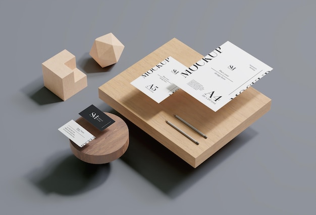 Design di mockup di levitazione stazionaria in legno