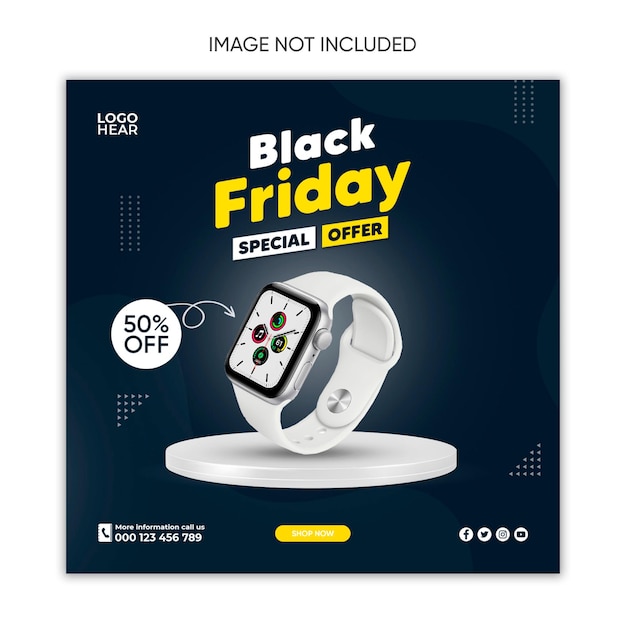 design di post sui social media per la vendita di orologi del black friday