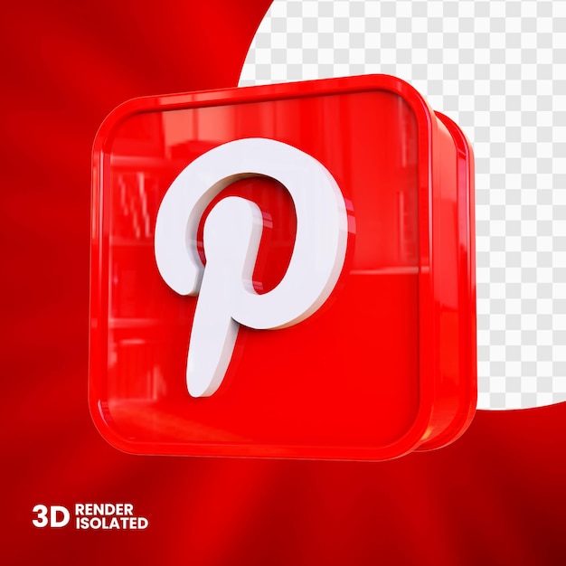 Design do botão do app pinterest 3d