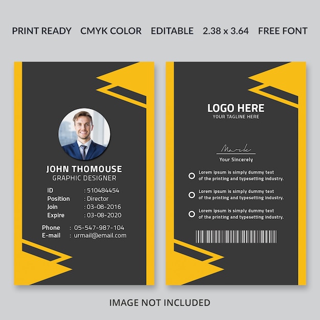Design do cartão de identificação do criativo