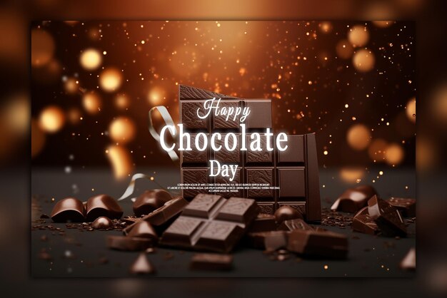 PSD design do dia do chocolate feliz e modelo de mídia social