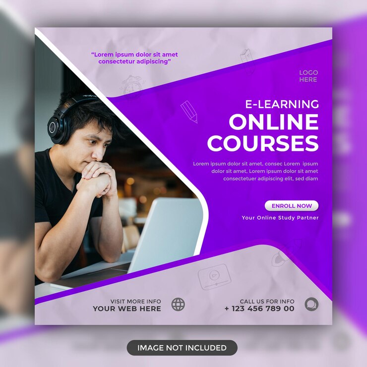 PSD design do modelo de postagens do elearning no instagram