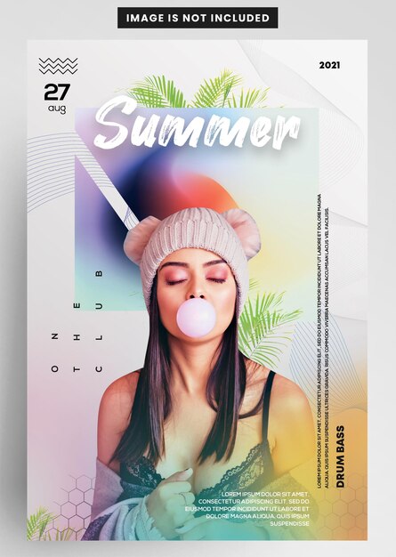 PSD design du flyer de l'événement de la fête d'été color