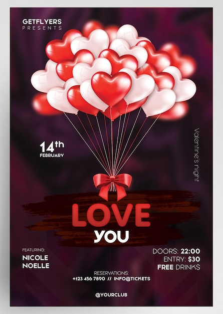 PSD le design du flyer de la fête du club d'événements love you love