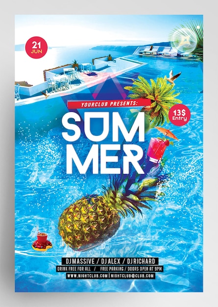 PSD le design du flyer de la fête d'été