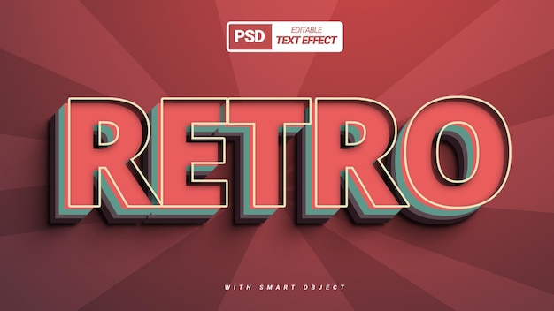 Design editável 3d de efeito de texto vermelho retrô