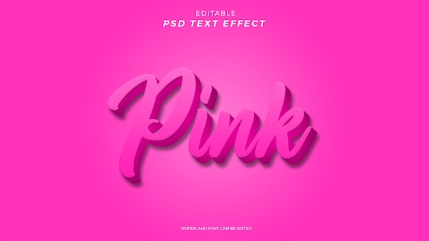 PSD design editável com efeito de texto rosa